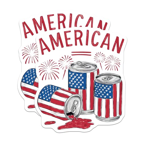 (2 Pack) American Flag Stickers - 5" On Longest Side - Sticks to Smooth Flat Surfaces - Made in USA - BMCS8507 - BMCS8507