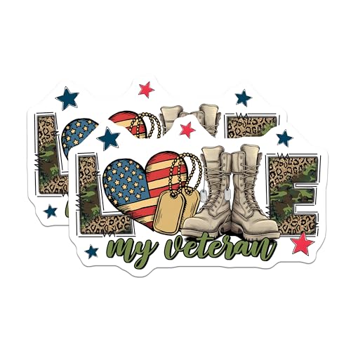 (2 Pack) Love My Veteran Magnets Magnets - Patriotic Veteran Appreciation - Military Tribute - 5" On Longest Side - Made in USA - Sticks to Refrigerators & Metal Surfaces - MAG8361