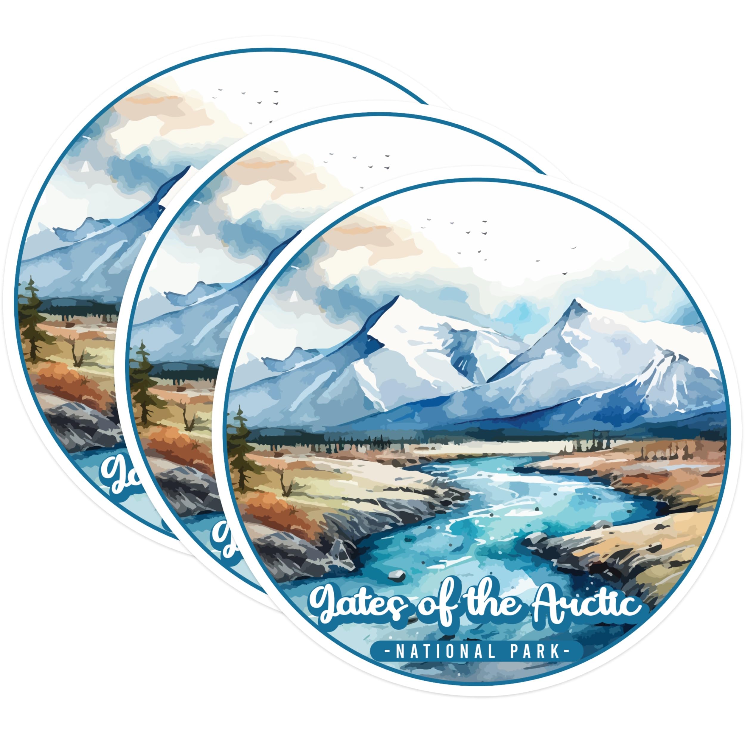 (3 Pack) Gates of Arctic Decals - National Park Decal - Laptop Decals - 3 Inches On Longest Side - Easy Peel & Apply - Made in USA - 3MCS0462