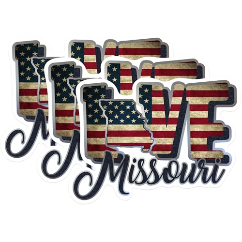 (3 Pack) Missouri Decals - USA Flag - Patriotic Laptop Decal - 3 Inches On Longest Side - Easy Peel & Apply - Made in USA - 3MCS0316