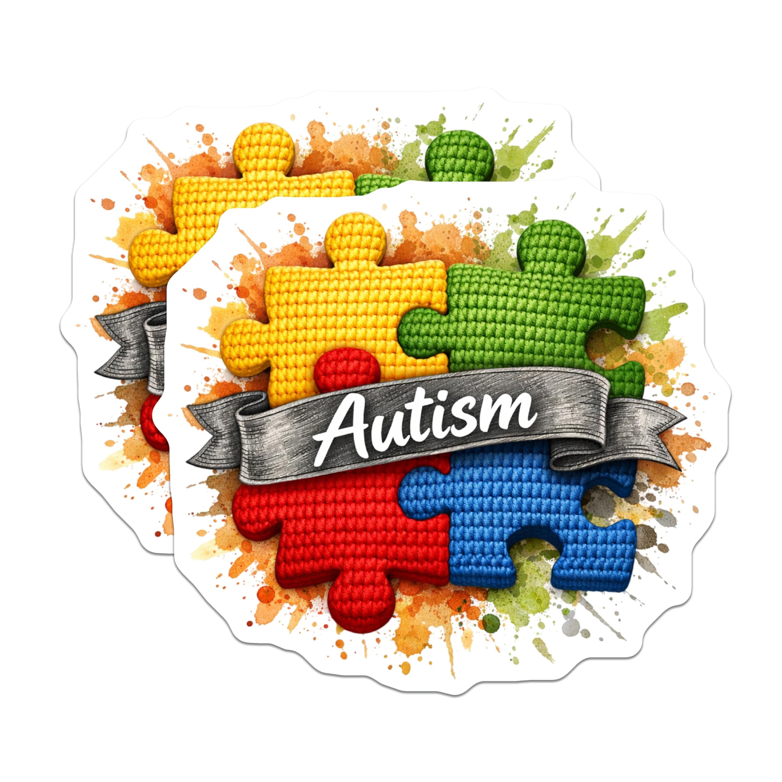 (2 Pack) Autism Awareness Puzzle Magnets - Colorful Neurodiversity Inclusion Support - Advocacy Acceptance Display Art - 5 Inches On Longest Side - Thick Durable Magnet - Made in USA - MAG20846