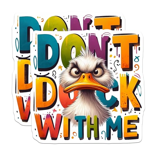(2 Pack) Don't Duck with Me Stickers - Funny Animal Stickers - Humor Stickers for Laptop - 5" On Longest Side - Sticks to Smooth Flat Surfaces - Made in USA - BMCS6370