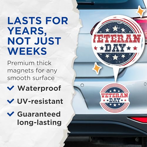 (2 Pack) Veteran Day Magnets Magnets - 5" On Longest Side - Made in USA - Sticks to Refrigerators & Metal Surfaces - MAG8363