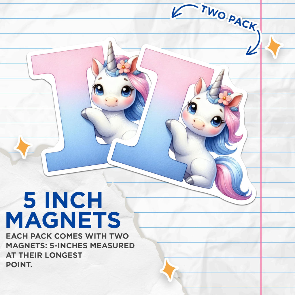 (2 Pack) Unicorn Number One Magnets - Cute Unicorn Art - Baby Girl Decor - 5" On Longest Side - Premium Magnet - for Cars, Refrigerators, Toolboxes, Lockers - Made in USA - MAG15076