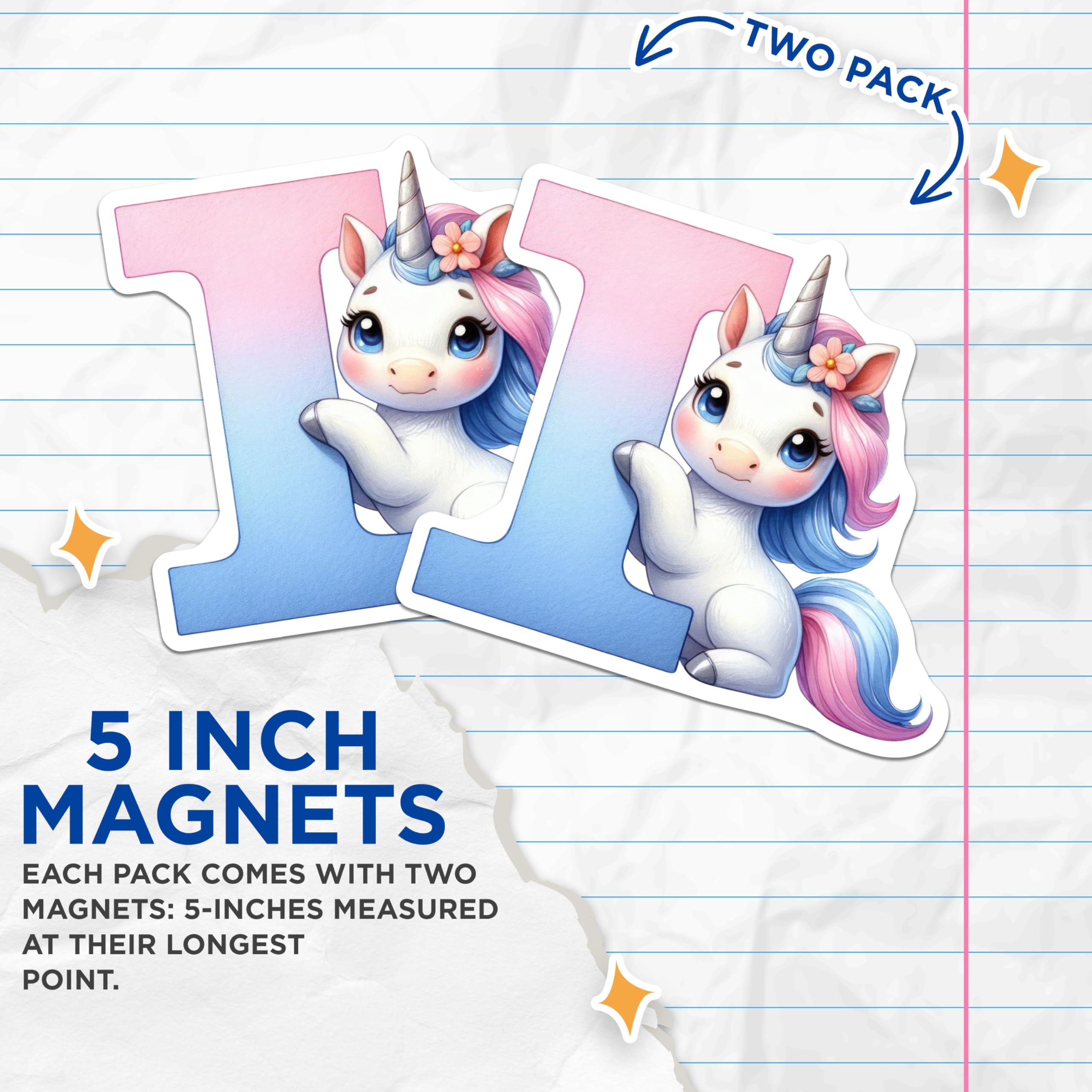 (2 Pack) Unicorn Number One Magnets - Cute Unicorn Art - Baby Girl Decor - 5" On Longest Side - Premium Magnet - for Cars, Refrigerators, Toolboxes, Lockers - Made in USA - MAG15076
