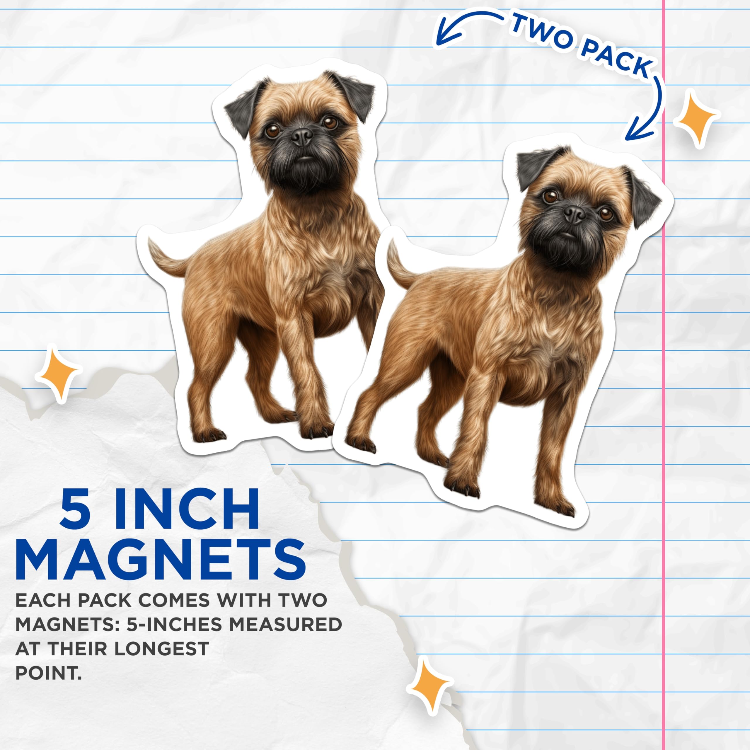 (2 Pack) Border Terrier Magnets - Cute Dog Refrigerator Decor - Pet Owner Home Accent - 5 Inches On Longest Side - Thick Durable Magnet - Made in USA - MAG23941