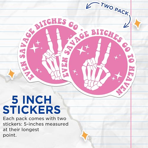 (2 Pack) Funny Skull Stickers - 5" On Longest Side - Sticks to Smooth Flat Surfaces - Made in USA - BMCS8490 - BMCS8490