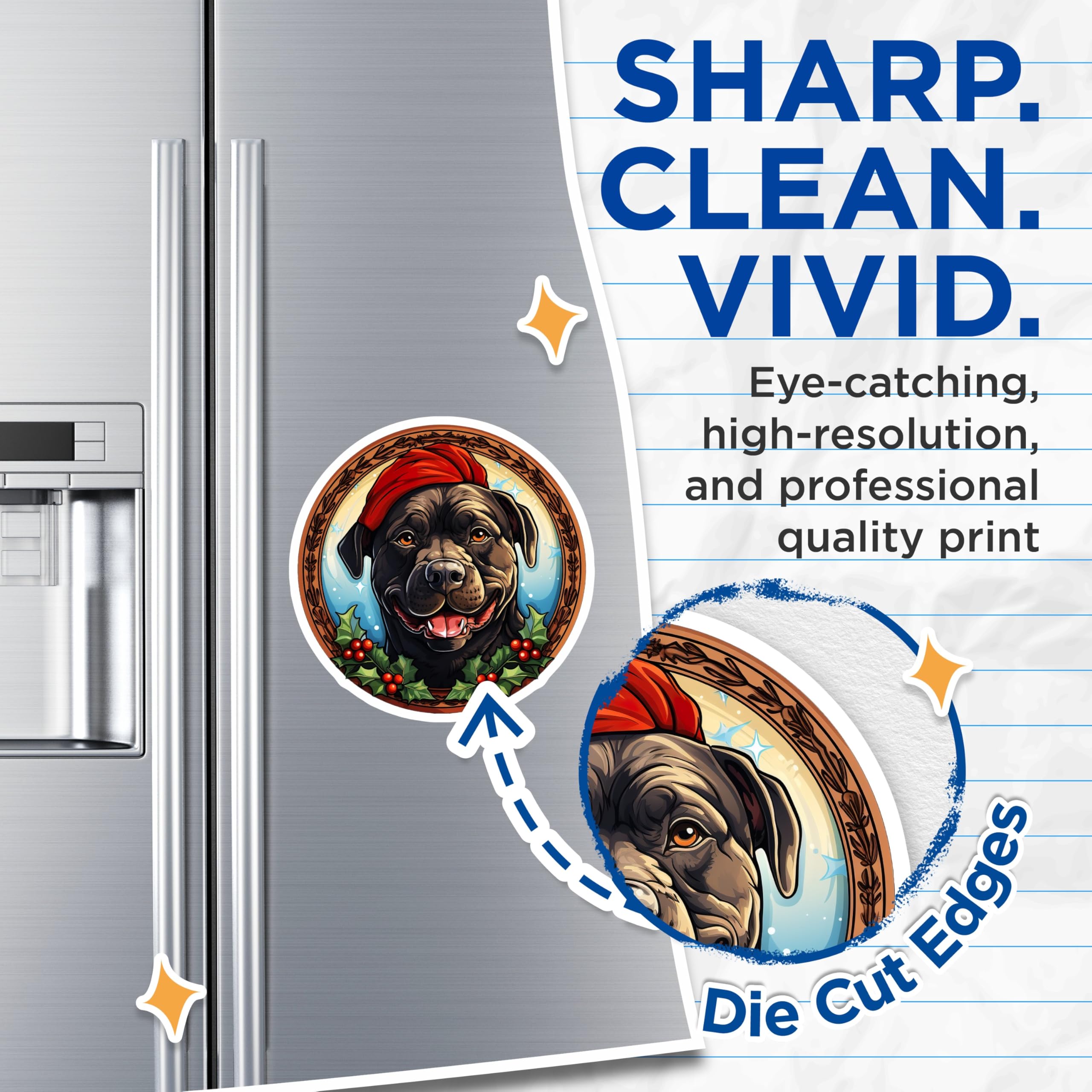 (2 Pack) Christmas Dog Magnets - Black Dog Lover Decor - Holiday Refrigerator Magnets - 5 Inches On Longest Side - Thick Durable Magnet - Made in USA - MAG27891