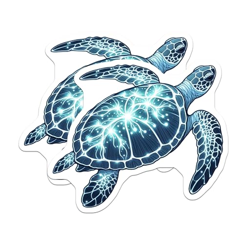 (2 Pack) Sea Turtle Art Magnet - Ocean Animal Decor - Coastal Kitchen Decor - 5" On Longest Side - Sticks to Smooth Flat Surfaces - Made in USA - MAG10087