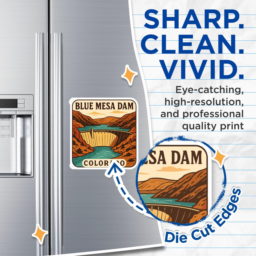 (2 Pack) Blue Mesa Dam Colorado Magnets - Iconic Scenic Reservoir Travel Souvenir - Southwestern Landscape Retro Decor - 5 Inches On Longest Side - Thick Durable Magnet - Made in USA - MAG19793