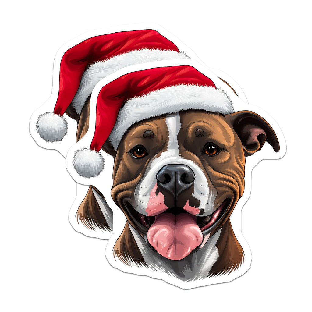 (2 Pack) Christmas Pitbull Magnets - Dog Lover Holiday Decor - Festive Pet Kitchen Accents - 5 Inches On Longest Side - Thick Durable Magnet - Made in USA - MAG26262