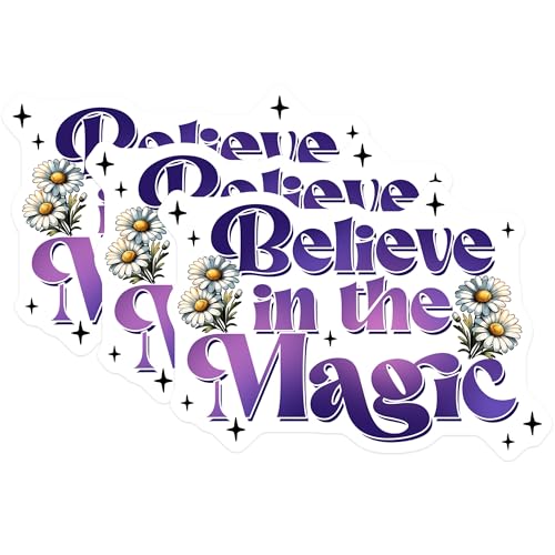 (3 Pack) Believe in Magic Decals - Floral Laptop Decals - Positive Affirmation Stickers - 3 Inches On Longest Side - Easy Peel & Apply - Made in USA - 3MCS6816