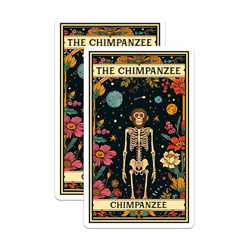 (2 Pack) The Chimpanzee Skeleton Magnets - Animal Artwork - Space - Floral Design - Unique Wall Magnets - 5" On Longest Side - for Cars, Fridges, Toolboxes - Made in USA - MAG3682