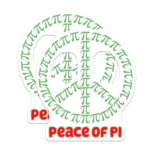 (2 Pack) Peace of Pi Stickers - Math Themed - Fun Geeky Designs for Laptops and Notebooks - 5" On Longest Side - Sticks to Smooth Flat Surfaces - Made in USA - BMCS8161