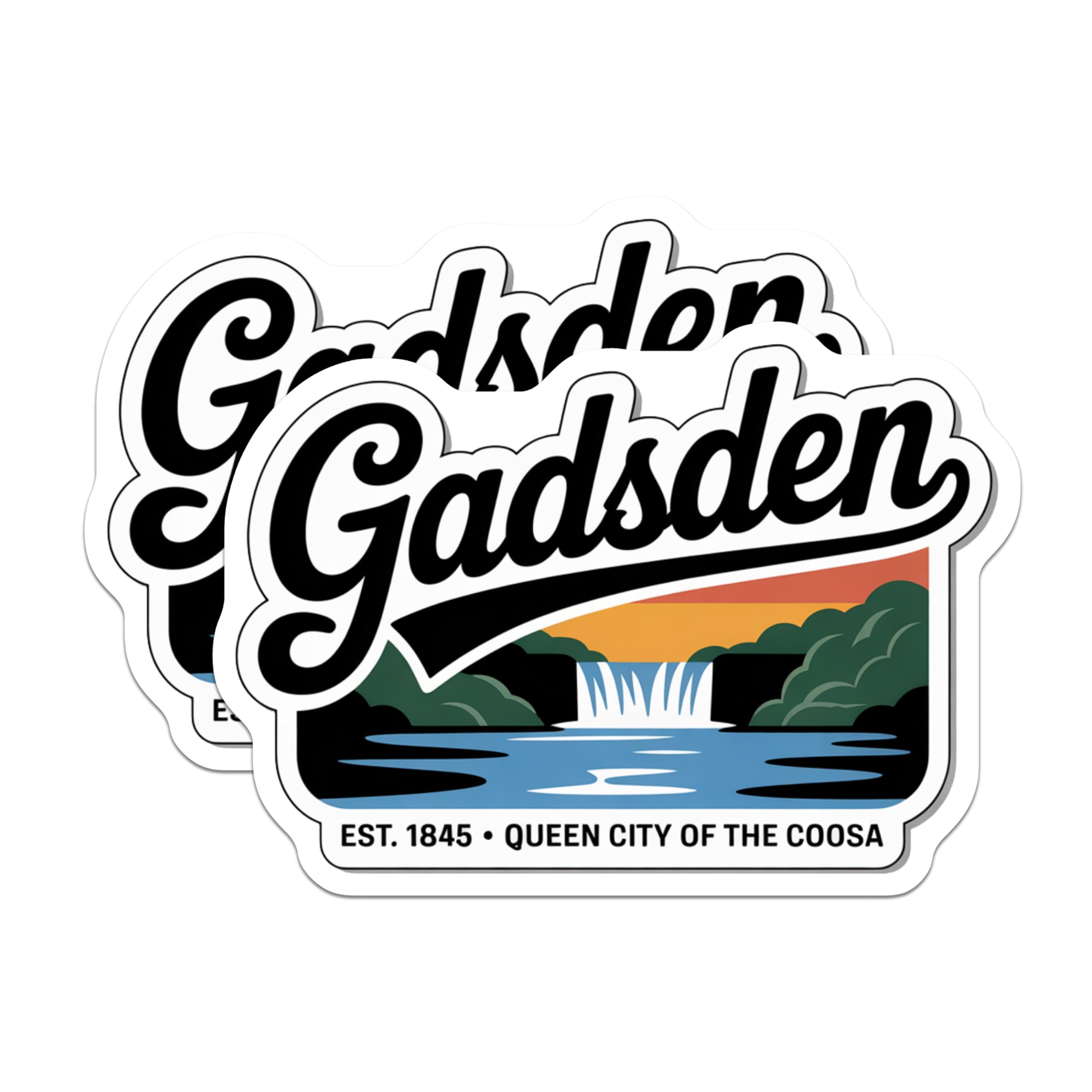 (2 Pack) Gadsden Alabama Magnets - Queen City of The Coosa - Travel Souvenir Magnet - 5" On Longest Side - Premium Magnet - for Cars, Refrigerators, Toolboxes, Lockers - Made in USA - MAG17989