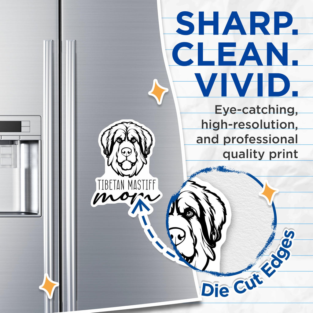 (2 Pack) Tibetan Mastiff Mom Magnets - Dog Lover Kitchen Decor - Pet Parent Refrigerator Accessory - Canine Breed Fan - 5 Inches On Longest Side - Thick Durable Magnet - Made in USA - MAG27060