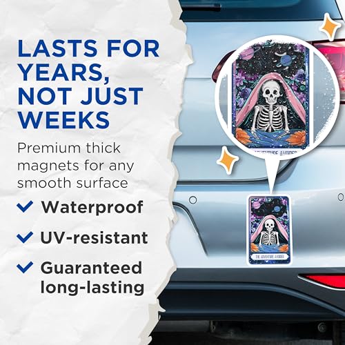 (2 Pack) Horoscope Decor Magnet - Skeleton Humor - Floral Skeleton Design - Space Decor - 5" On Longest Side - Sticks to Smooth Flat Surfaces - Made in USA - MAG9991