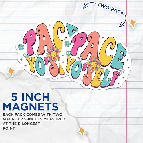 (2 Pack) Pace Yo Self Magnets Magnets - 5" On Longest Side - Made in USA - Sticks to Refrigerators & Metal Surfaces - MAG9139