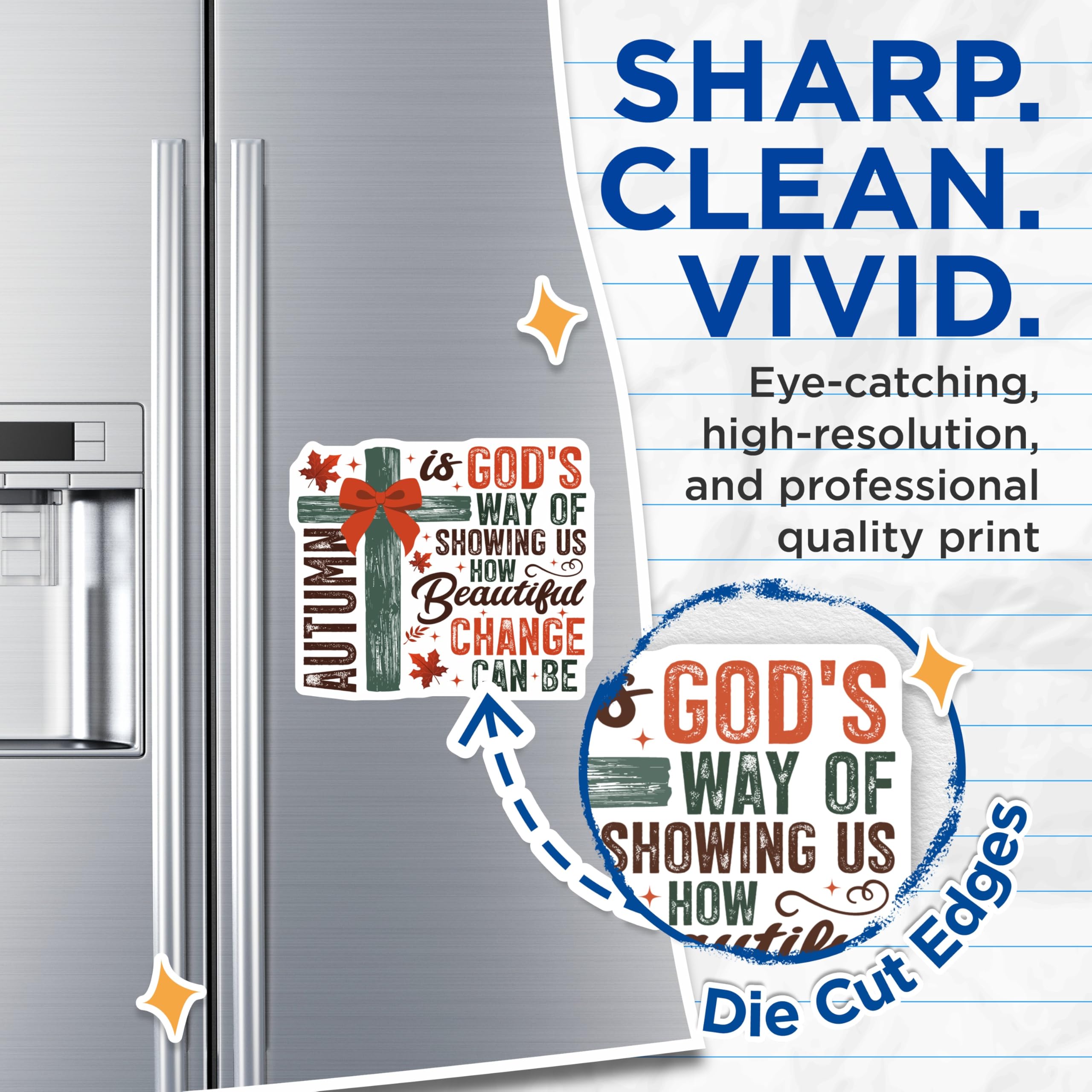 (2 Pack) Autumn Christian Magnets - God's Way Inspirational Decor - Fall Farmhouse Refrigerator Magnets - 5 Inches On Longest Side - Thick Durable Magnet - Made in USA - MAG28714
