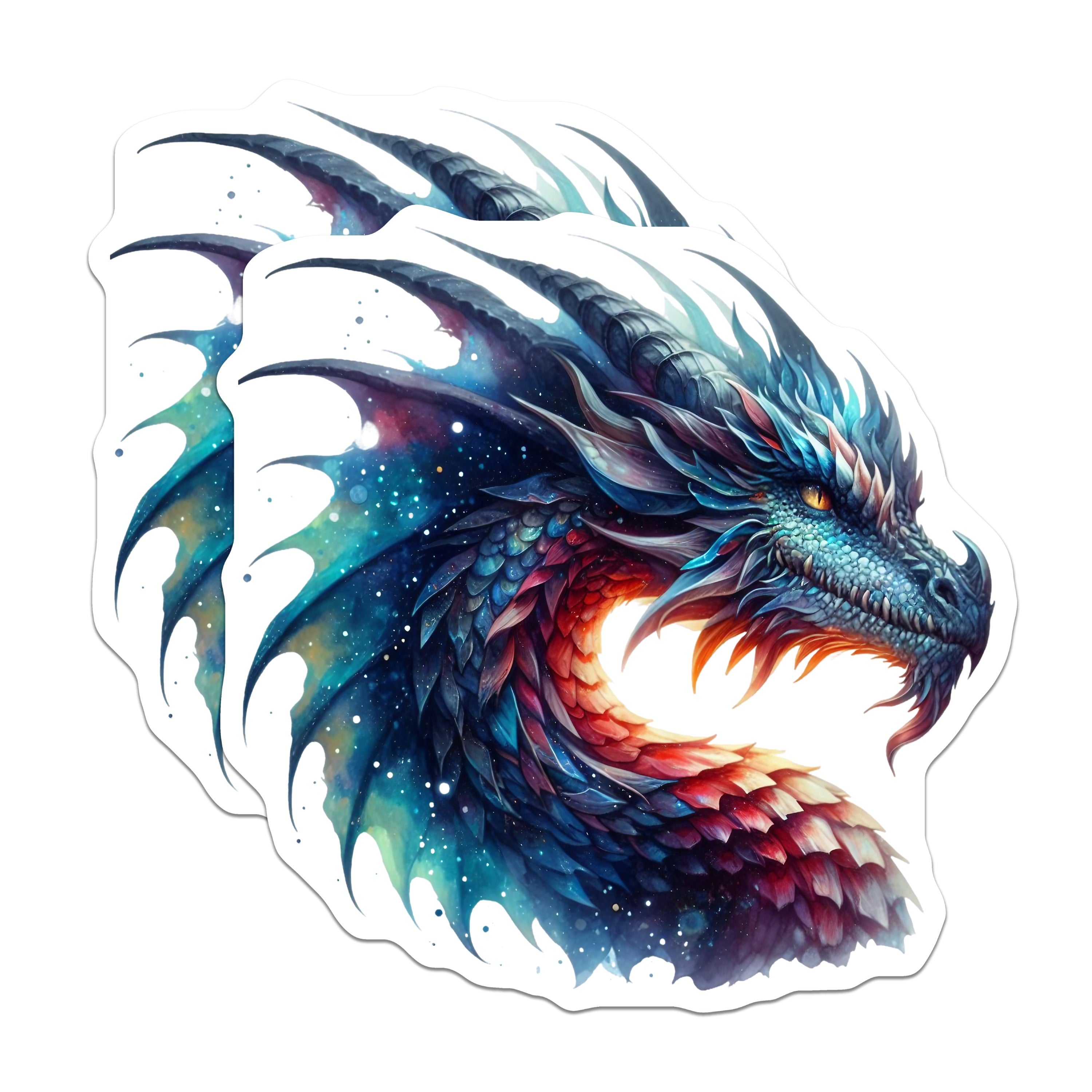 (2 Pack) Cosmic Dragon Head Magnets - Fantasy Art Decor - Mythical Creature Collectible - 5 Inches On Longest Side - Thick Durable Magnet - Made in USA - MAG37205