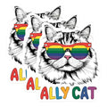 (3 Pack) Ally Cat Decals - LGBTQ Pride Decal - Rainbow Sunglasses Decal - 3 Inches On Longest Side - Easy Peel & Apply - Made in USA - 3MCS8310