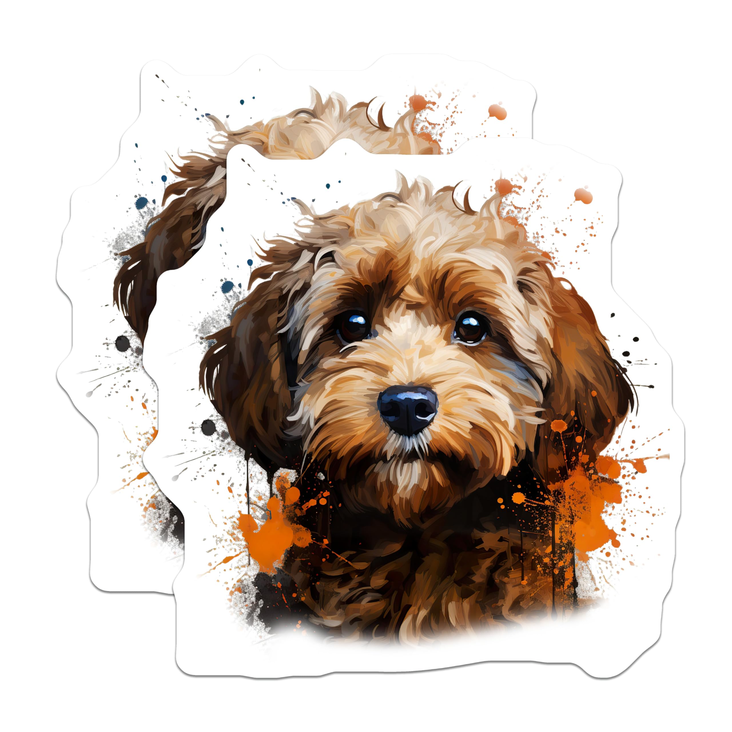 (2 Pack) Goldendoodle Puppy Magnets - Watercolor Dog Art - Pet Lover Fridge Decor - 5 Inches On Longest Side - Thick Durable Magnet - Made in USA - MAG28792