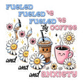 (3 Pack) Fueled by Coffee Decals - Anxiety Sticker - Cute Laptop Stickers - 3 Inches On Longest Side - Easy Peel & Apply - Made in USA - 3MCS6287
