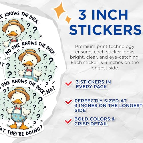 (3 Pack) Duck Question Mark Decals - Funny Duck Sticker - Laptop Decal - 3 Inches On Longest Side - Easy Peel & Apply - Made in USA - 3MCS0239