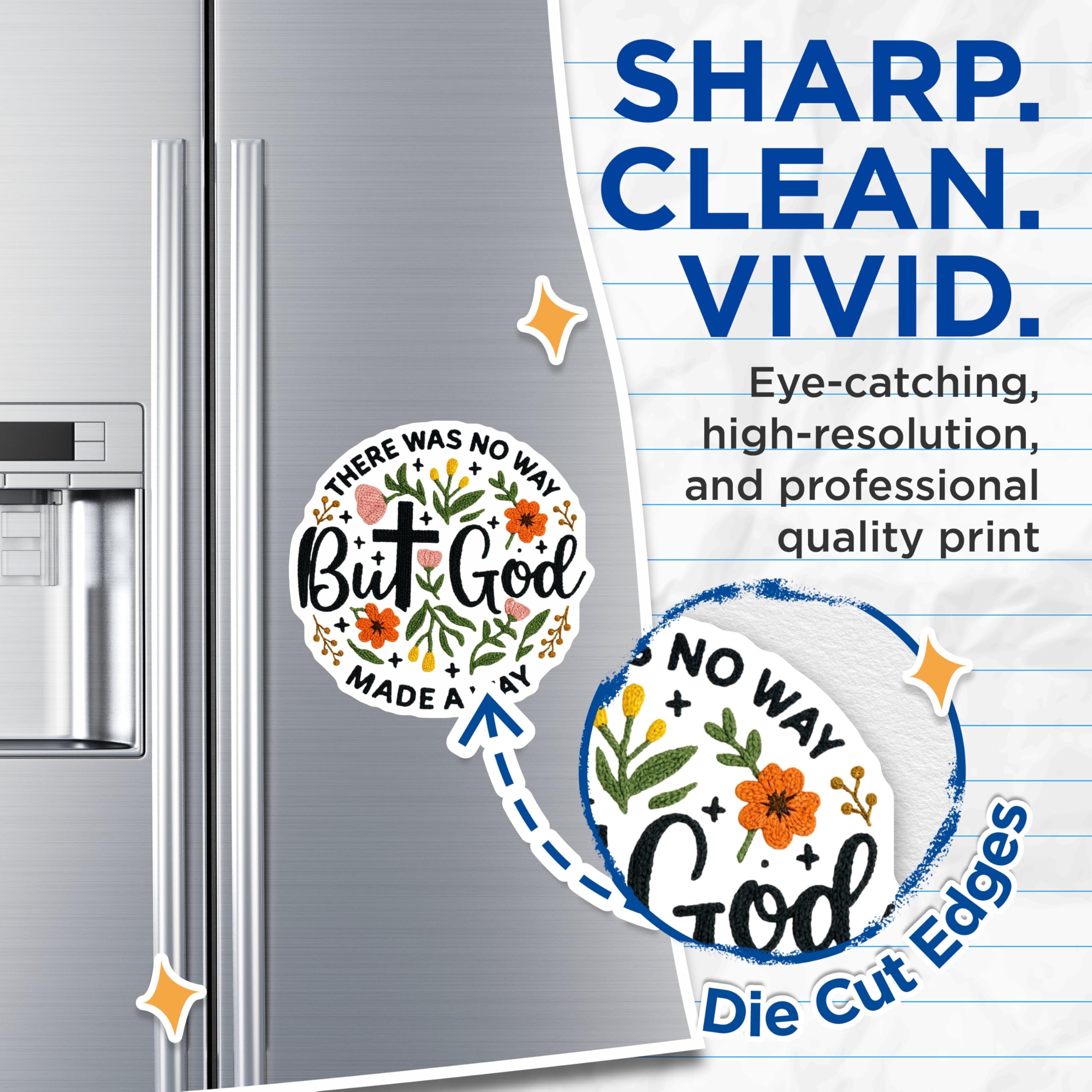 (2 Pack) Christian Magnets - Religious Decor - Inspirational Fridge Decal - 5" On Longest Side - Premium Magnet - for Cars, Refrigerators, Toolboxes, Lockers - Made in USA - MAG16480