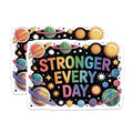 (2 Pack) Stronger Every Day Magnets - Inspirational Quote Decor - Space Theme Fridge Magnet - Positive Affirmation - 5 Inches On Longest Side - Thick Durable Magnet - Made in USA - MAG39586