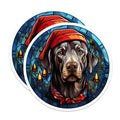 (2 Pack) Christmas Labrador Magnets - Stained Glass Dog Art - Holiday Decor Accents for Pet Owners - 5 Inches On Longest Side - Thick Durable Magnet - Made in USA - MAG30452
