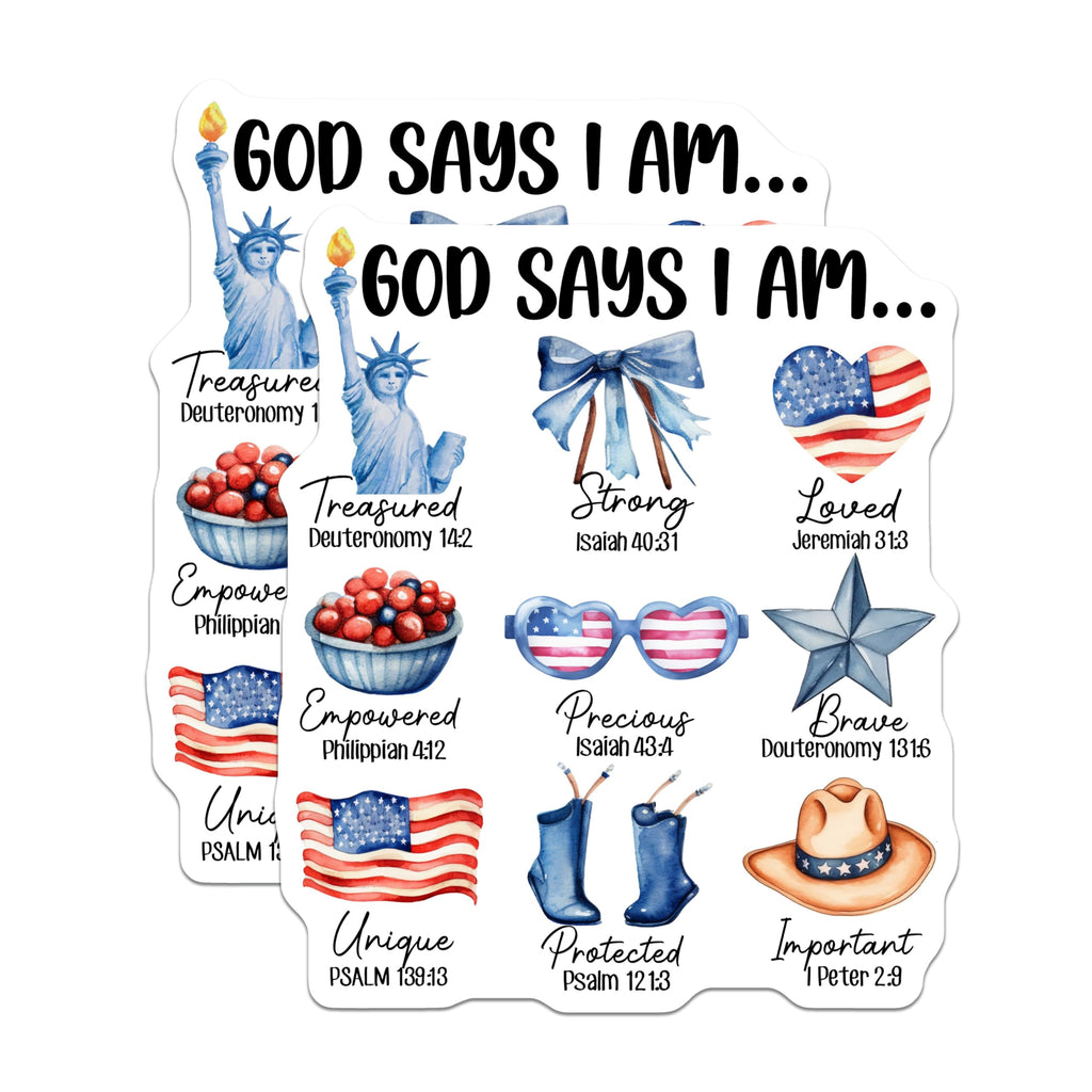 (2 Pack) Christian Affirmation Magnets - God Says I Am Bible Verses - Patriotic Faith Decor - 5 Inches On Longest Side - Thick Durable Magnet - Made in USA - MAG28585