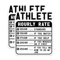 (2 Pack) Athlete Hourly Rate Stickers - Funny Rate Chart Stickers - Sports Enthusiast Stickers - 5" On Longest Side - Sticks to Smooth Flat Surfaces - Made in USA - BMCS4909