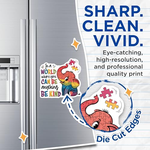 (2 Pack) Inspirational Quote Magnet - Puzzle Piece Elephant Decor - 5" On Longest Side - Sticks to Smooth Flat Surfaces - Made in USA - MAG10049