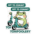 (2 Pack) Funny Frog Stickers - Scooter Frogs - Humorous Animal Stickers for Laptops Water Bottles Notebooks - 5" On Longest Side - Sticks to Smooth Flat Surfaces - Made in USA - BMCS3765