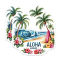 (2 Pack) Aloha Hawaii Magnets - Tropical Beach Ocean Wave Surfboard Palm Tree - Hibiscus Flower Island Scene Decor - 5 Inches On Longest Side - Thick Durable Magnet - Made in USA - MAG19892