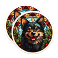 (2 Pack) Stained Glass Dog Magnets - Christmas Holiday Pet Decor - Happy Canine Refrigerator Art - 5 Inches On Longest Side - Thick Durable Magnet - Made in USA - MAG24016