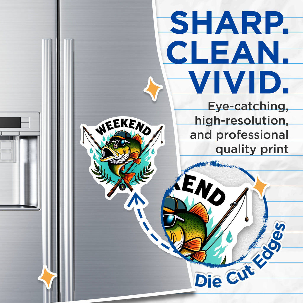 (2 Pack) Funny Fishing Magnets - Bass Fisherman Humor - Weekend Angler Fridge Decor for Men - 5 Inches On Longest Side - Thick Durable Magnet - Made in USA - MAG39699