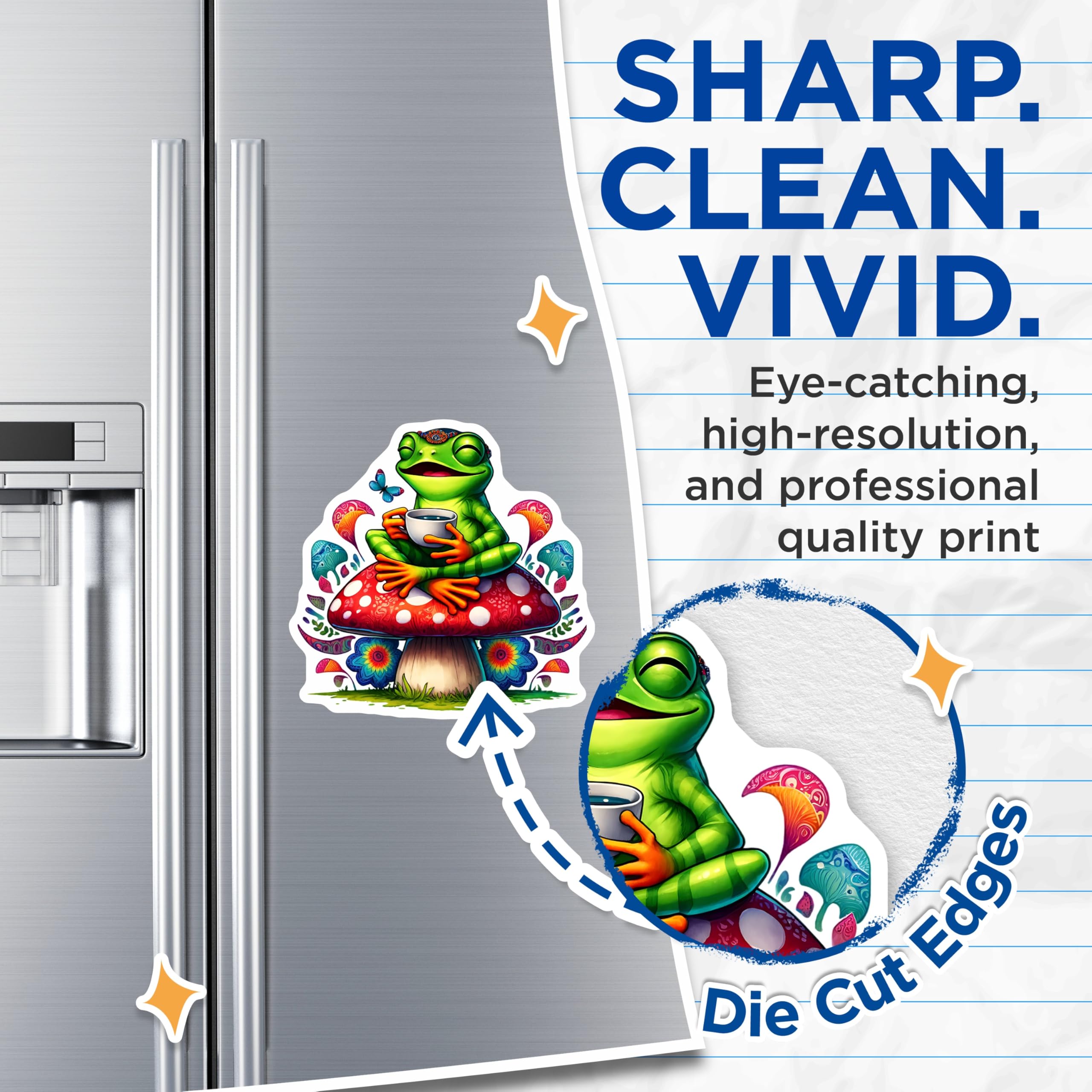 (2 Pack) Frog On Mushroom Magnets - Toad with Tea - Whimsical Home Decor - 5" On Longest Side - Premium Magnet - for Cars, Refrigerators, Toolboxes, Lockers - Made in USA - MAG16514