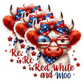 (3 Pack) Highland Cow Decals - Patriotic Cow - 4th of July Stickers - 3 Inches On Longest Side - Easy Peel & Apply - Made in USA - 3MCS1543