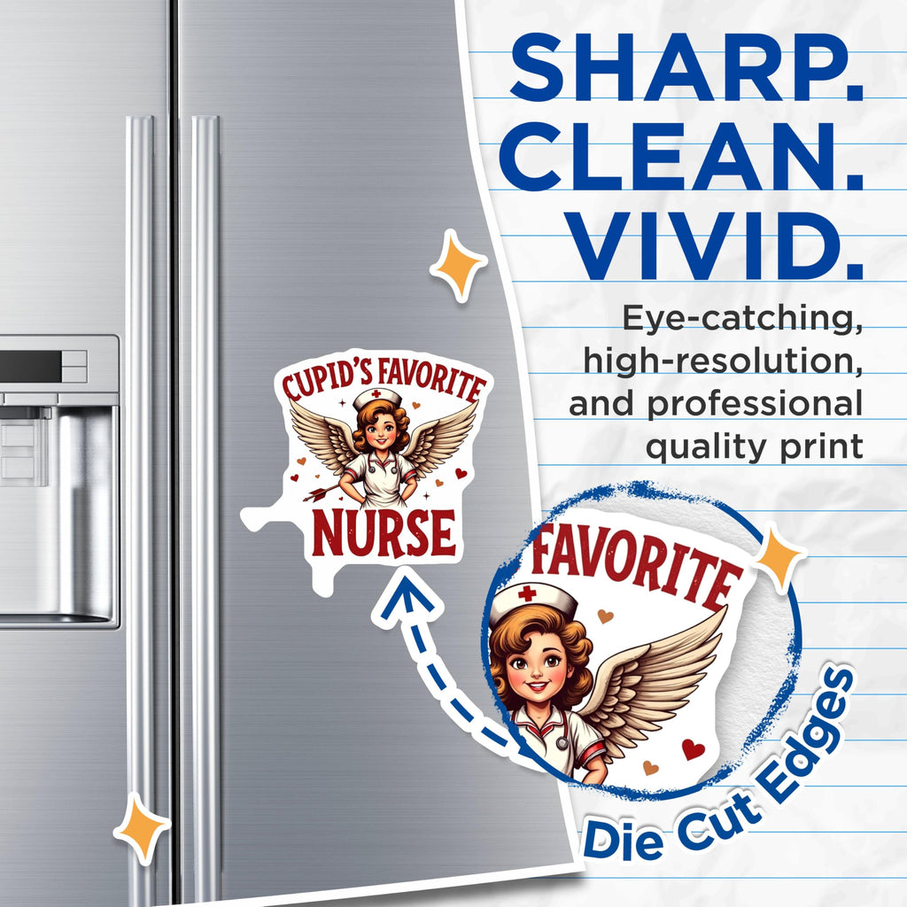 (2 Pack) Cupid's Favorite Nurse Magnets - Nurse Appreciation Magnets - Valentine's Day Nurse Decor Magnets - 5" On Longest Side - for Cars, Refrigerators, Toolboxes, Lockers - Made in USA BMCS3075