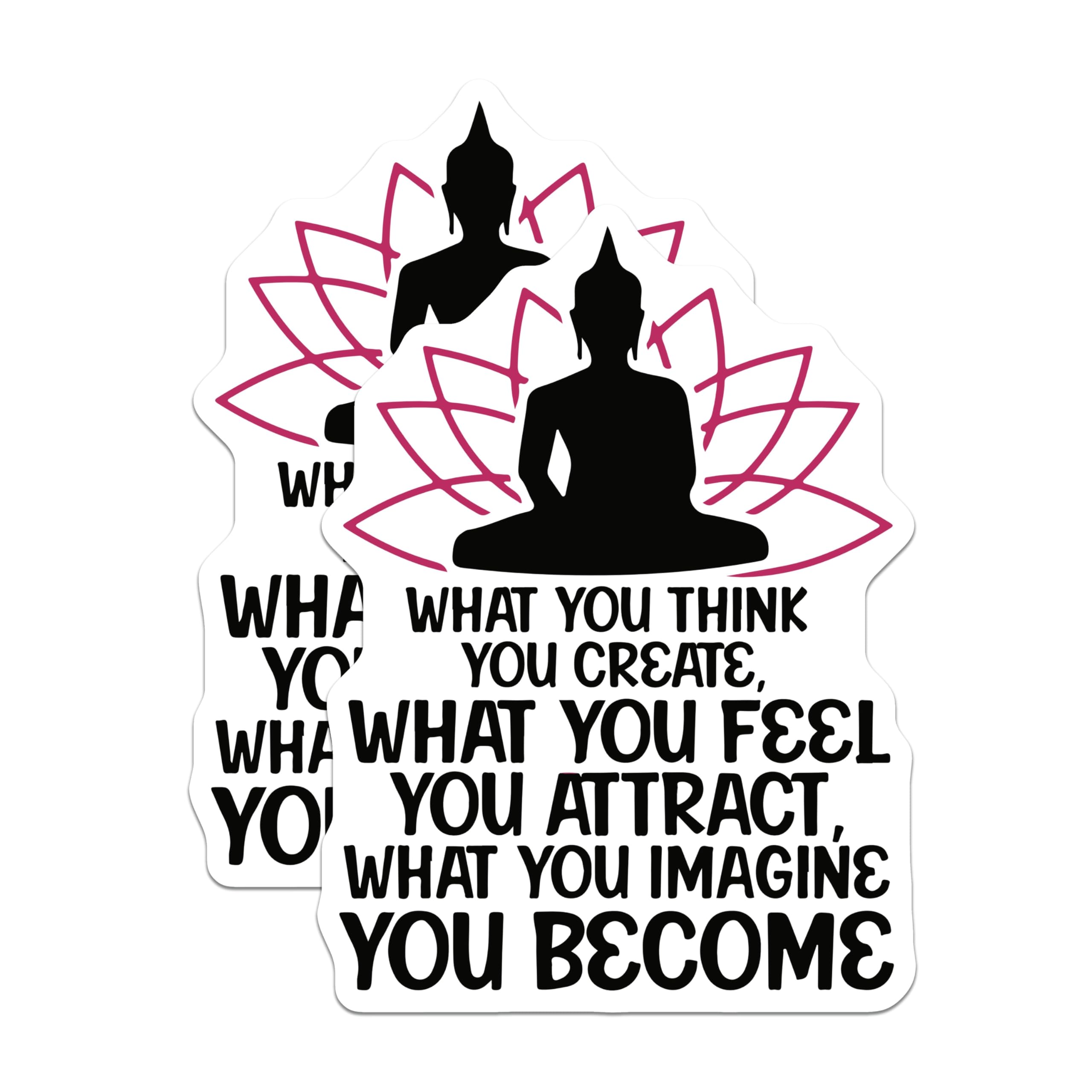 (2 Pack) Buddha Meditation Magnets - Law of Attraction Quote - Spiritual Zen Decor - Manifestation Mindfulness - 5 Inches On Longest Side - Thick Durable Magnet - Made in USA - MAG21682