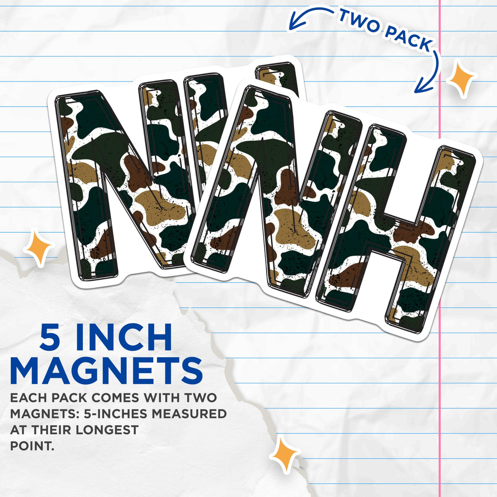 (2 Pack) New Hampshire State Magnets - Camouflage Pattern Decor - Military Style Display - 5 Inches On Longest Side - Thick Durable Magnet - Made in USA - MAG20707