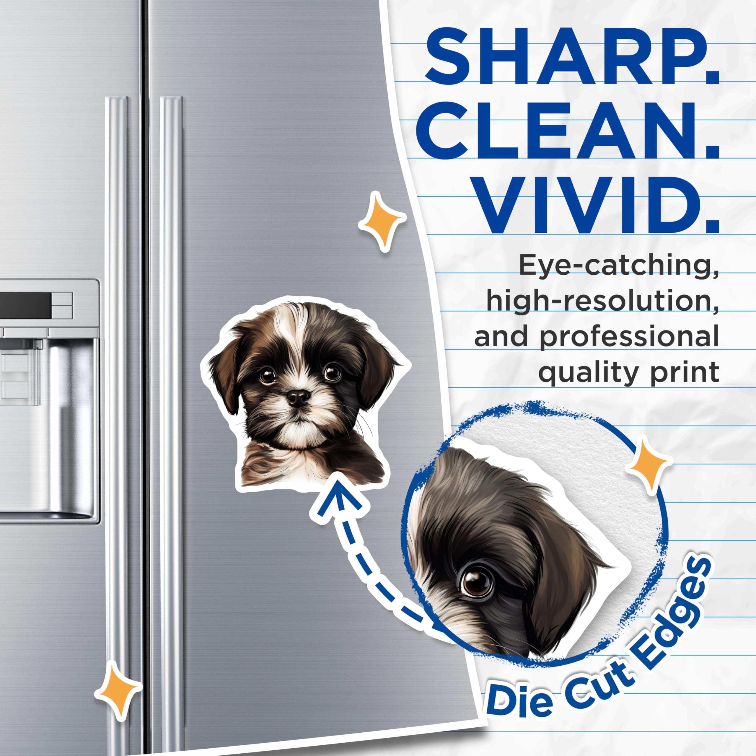 (2 Pack) Cute Shih Tzu Puppy Magnets - Adorable Dog Lover Decor - Pet Mom Fridge Decoration - 5 Inches On Longest Side - Thick Durable Magnet - Made in USA - MAG26682