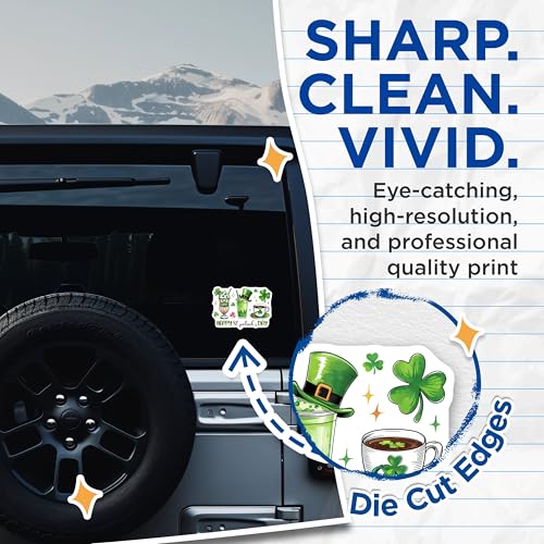 (2 Pack) St Patricks Day Stickers - Holiday Decorations - 5" On Longest Side - Sticks to Smooth Flat Surfaces - Made in USA - BMCS8398 - BMCS8398