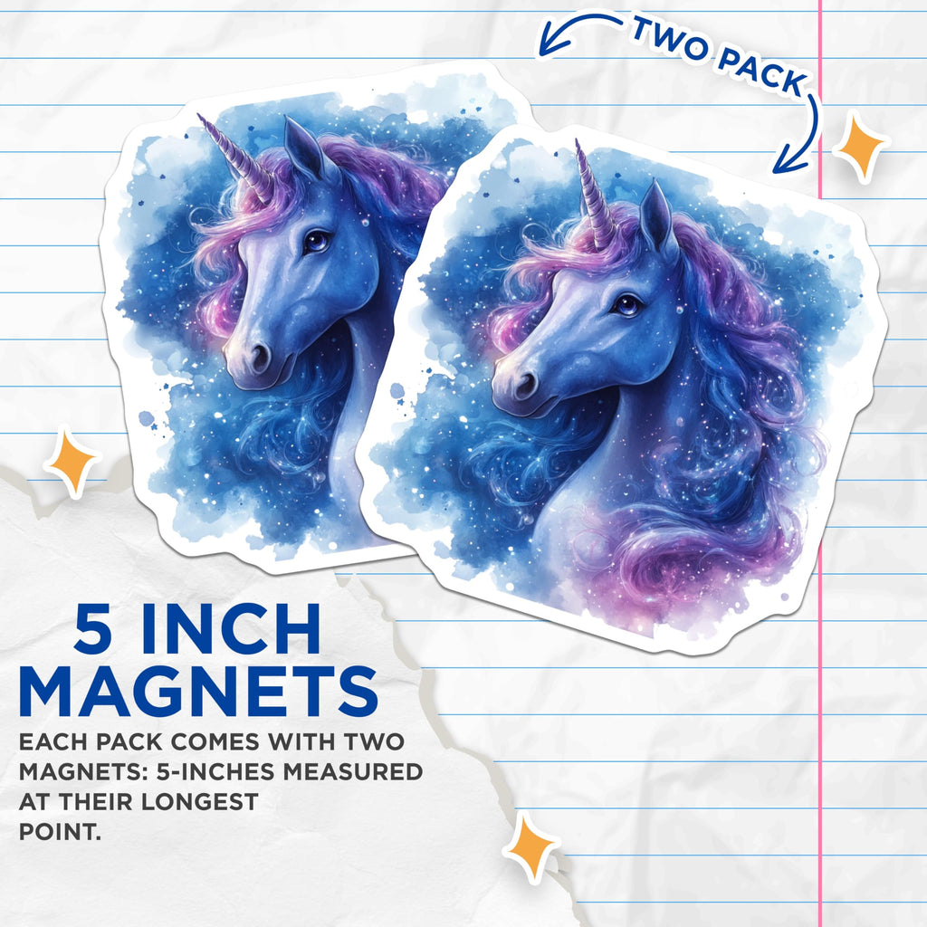 (2 Pack) Cosmic Unicorn Magnets - Starry Sky Decor - Magical Creature Art - 5 Inches On Longest Side - Thick Durable Magnet - Made in USA - MAG30362