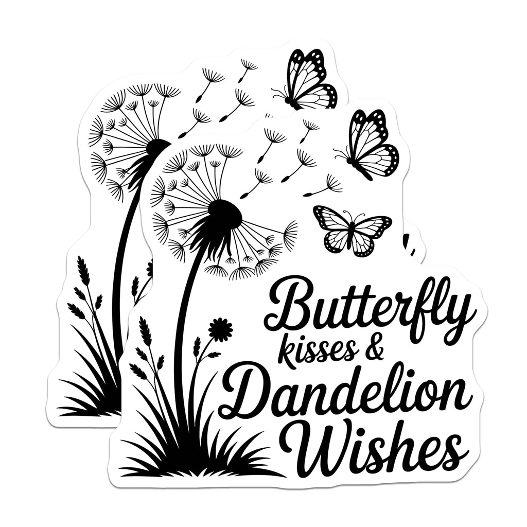 (2 Pack) Butterfly Kisses Dandelion Wishes Magnets - Inspirational Garden Decor - Whimsical Fridge Locker Art - 5 Inches On Longest Side - Thick Durable Magnet - Made in USA - MAG21400