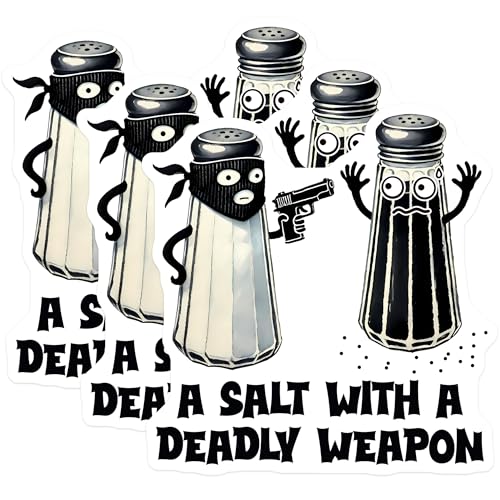 (3 Pack) Salt Shaker Decals - Funny Salt - Deadly Weapon - Laptop Decal - 3 Inches On Longest Side - Easy Peel & Apply - Made in USA - 3MCS6347