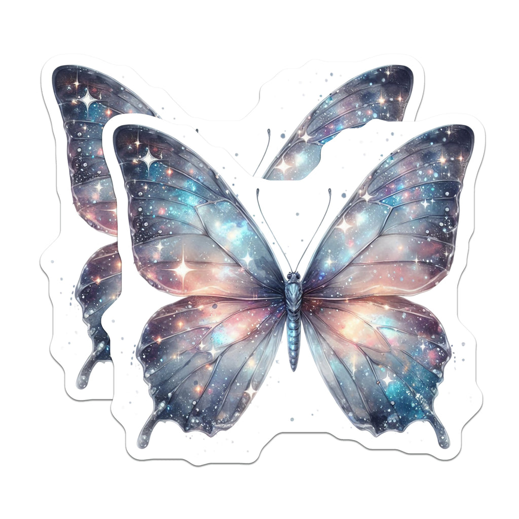 (2 Pack) Galaxy Butterfly Magnets - Celestial Space Aesthetic - Whimsical Fridge Locker Decor - Cosmic Starry Design for Her - 5 Inches On Longest Side - Thick Durable Magnet - Made in USA - MAG36613