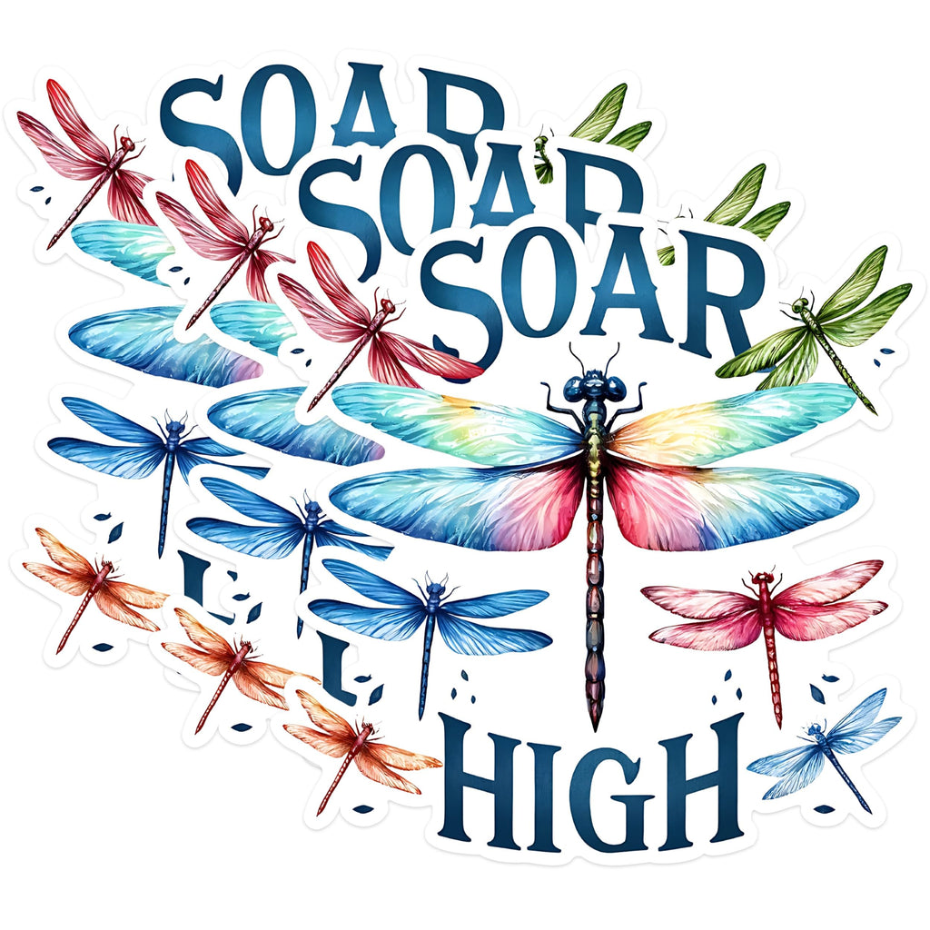 (3 Pack) Dragonfly Decals - Soar High - Laptop Decals - 3 Inches On Longest Side - Easy Peel & Apply - Made in USA - 3MCS1518